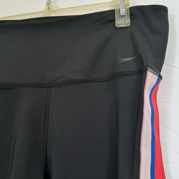 Nike Power Victory Stripe Training Tights Pants Stretch 7/8 Black Multi Red Logo - Picture 6 of 15